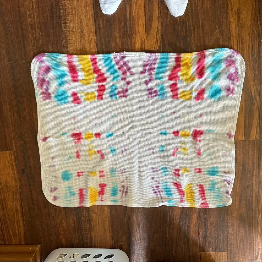 Baby Morgan Cotton Blanket Thermal Waffle Weave Tie-Dyed Balloons Vintage‎ USA